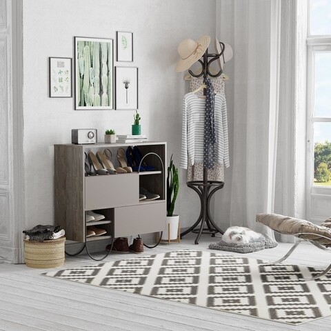 Pantofar norfolk, decortie, 97x35x94.5 cm, pal melaminat, maro deschis/maro inchis