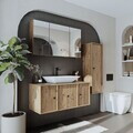 Set Dulap de Baie cu Chiuvetă și Oglindă (3 Piese), Hanah Home, 2557, MDF, Maro