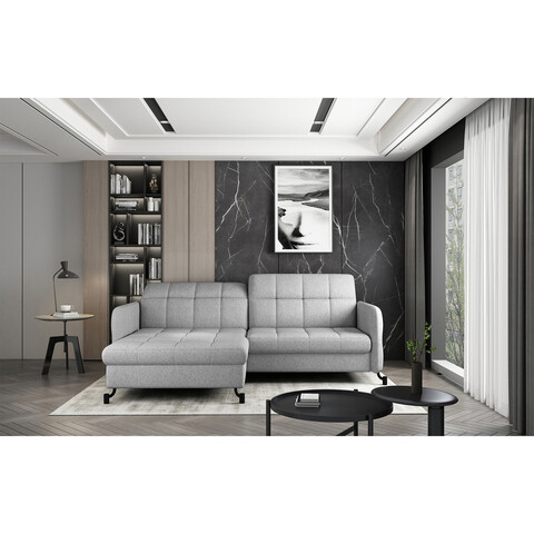 Coltar extensibil stanga 3 locuri ELTAP, Lore-45, Lorelle, 225x160x105 cm, lemn/poliester, gri deschis