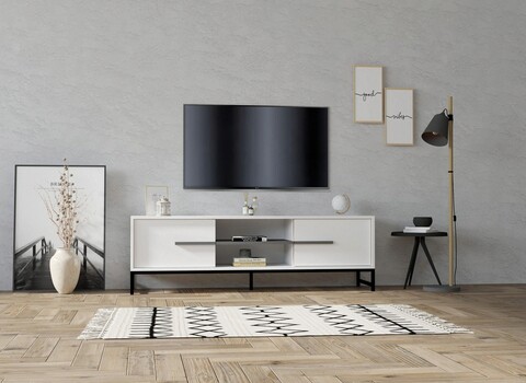 Comoda tv, puqa design, mono, 160x50x40 cm, pal, alb