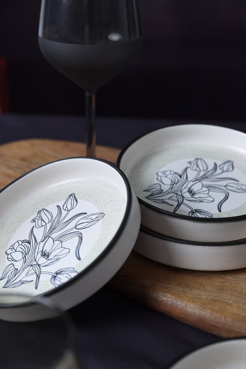 Set boluri ceramice (6 bucăți), L'essentiel Maison, 275KRM2361, Antibacterian, Alb/Negru — imaginea 4