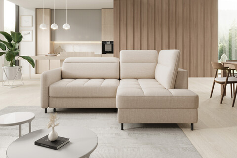 Coltar extensibil dreapta 3 locuri ELTAP, RT-18MAN, Barea, 208x160x100 cm, lemn/poliester, bej deschis