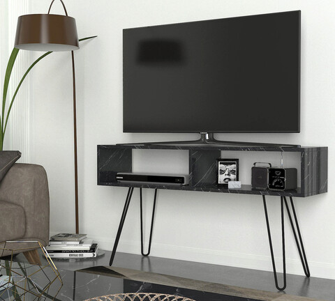 Comoda tv, furny home, alya, 120x68.1x29.5 cm, marmură / negru