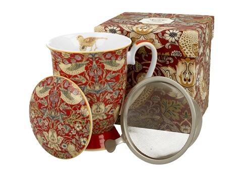 Cana cu infuzor Art Gallery, Duo, 330 ml, portelan, rosu