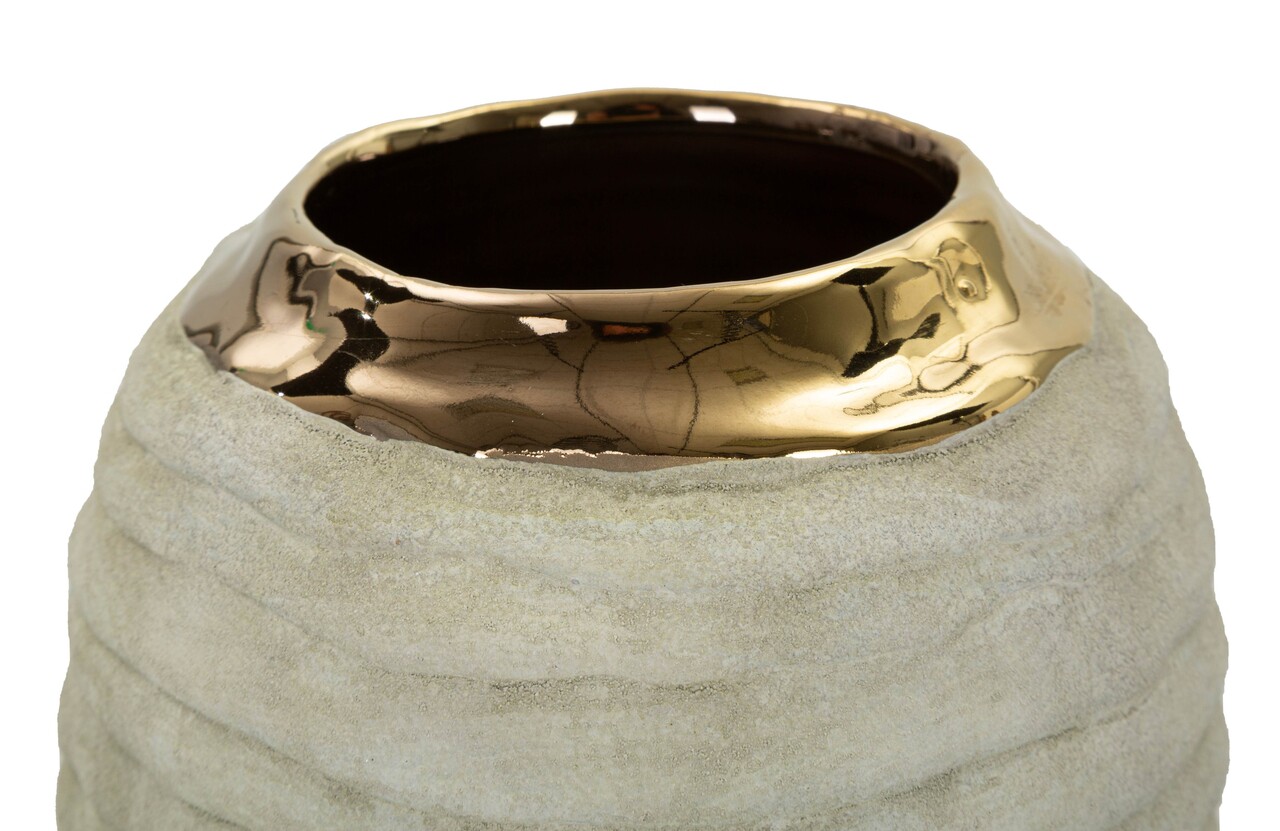 Vaza decorativa, Mauro Ferretti, Lima, 14x30 cm, ceramica, gri/auriu - imagine 3
