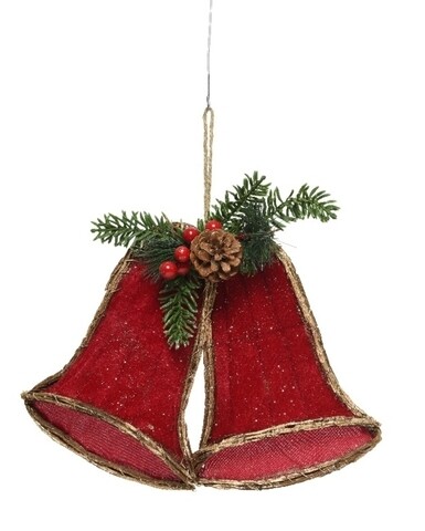 Decoratiune Bells, Decoris, catifea, rosu