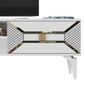 Comoda TV, Olivia, Yumedi, 150x50x30 cm, PAL , Alb/Auriu