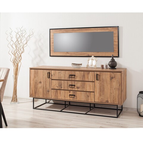 Bufet inferior Quantum, Sapphire, 180x45x80 cm, natural/negru 180x45x80