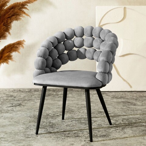 Scaun Bubble, Homla, 61x57.5x81.7 cm, metal/catifea din poliester, gri