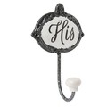 Cuier His, Clayre & Eef, 1 agatatoare, 10x6x14 cm, fier, gri