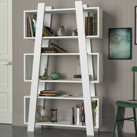 Biblioteca almira, tera home, 90x22x150 cm, alb