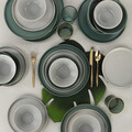 Serviciu de masa, Keramika, 275KRM1702, Ceramica , Nu absoarbe apa, Verde/Alb
