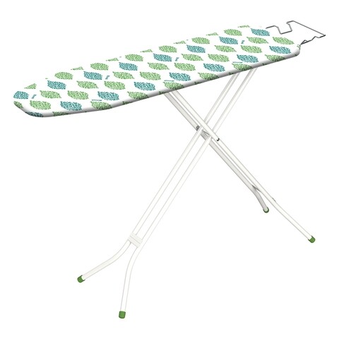 Masa de calcat Jean Green Leaf, Gimi, 110 x 33 cm, metal/bumbac/burete, alb/verde