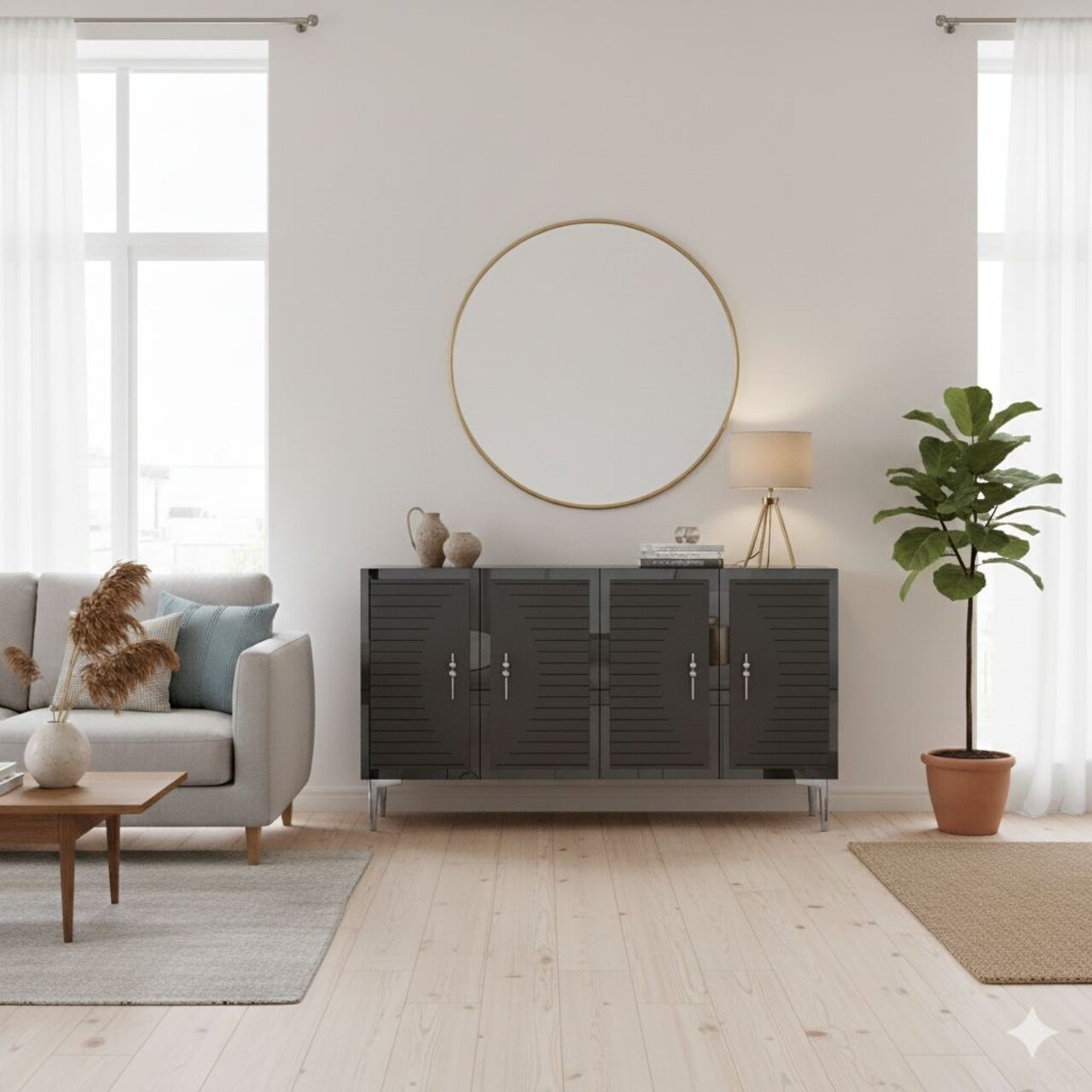 Consola, Hanah Home, Tuna 120, 120x75x32 cm, Antracit / Argintiu - view 4