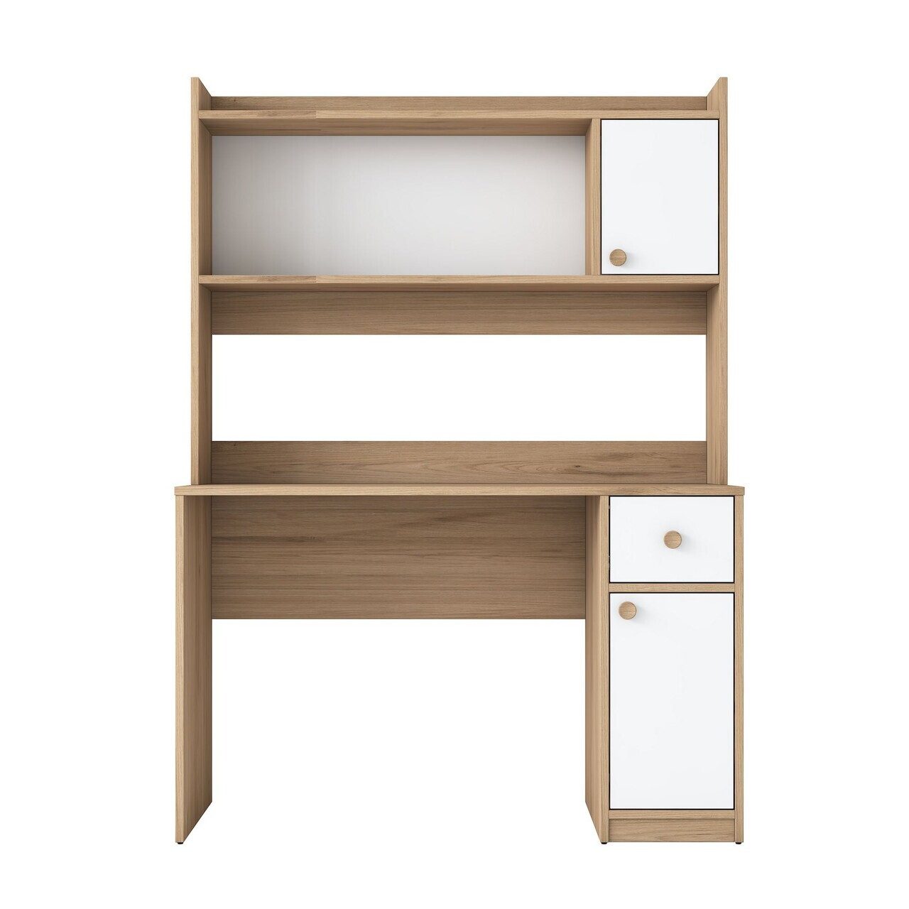 Set birou si biblioteca, Hanah Home, HA127, 120x166x50 cm, PAL melaminat, Nuc/Alb - view 8