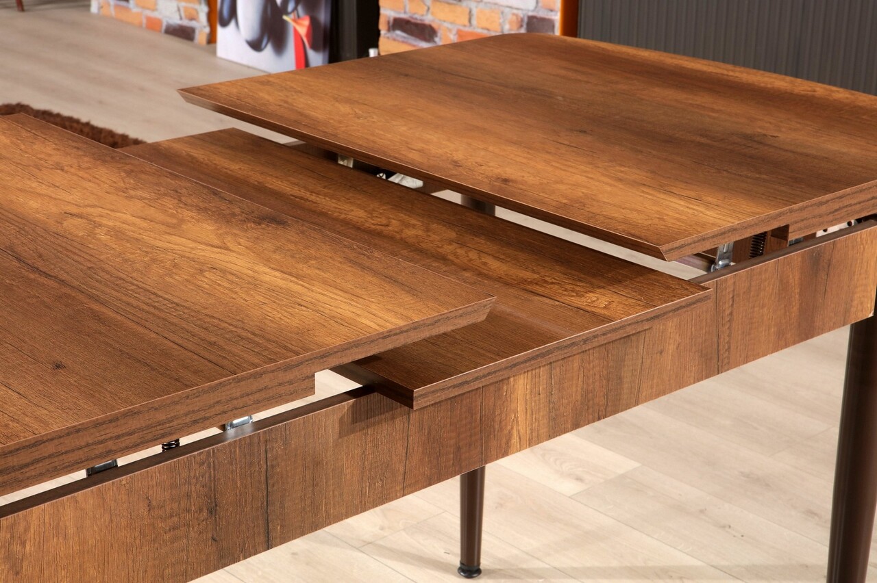 Masa de sufragerie extensibila, Beckley, Trend Barok, 132x79x76.5 cm, Nuc / Maro - 1 | YEO