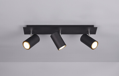 Plafoniera Marley, TRIO, 48x9x15 cm, 35W, 3x GU10, metal, negru mat