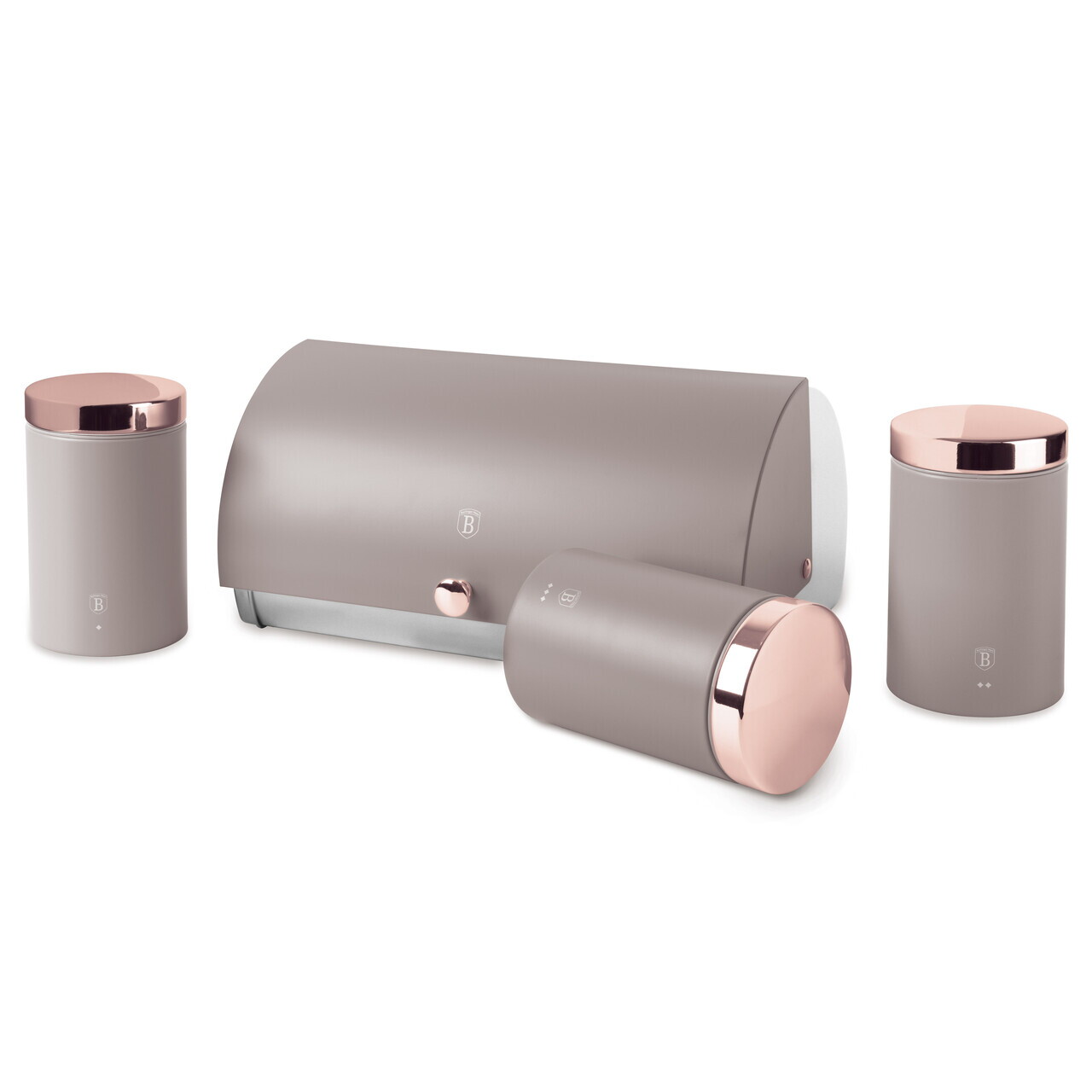 Set cutie pentru paine si 3 recipiente Berlinger Haus, Taupe, 38.5x28x18.5 cm, inox, taupe - imagine 4