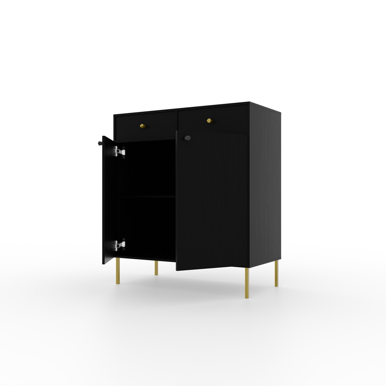 Comoda ADRK, Tili 2D 2S, 83.6x40.8x95 cm, PAL laminat, negru — imaginea 4