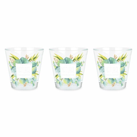 Set 3 pahare, natural, 250 ml, sticla, transparent/multicolor