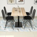 Set masa cu 4 scaune, Puqa Design, Sun, lemn de pin/metal, stejar/negru
