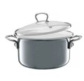 Oala emailata cu capac Optimum, Emalia Olkusz, 4.8 L, otel carbon, gri