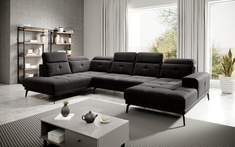 Coltar stanga 6 locuri ELTAP, LT-10LU, Bretan, 350x205x107 cm, lemn/poliester, negru