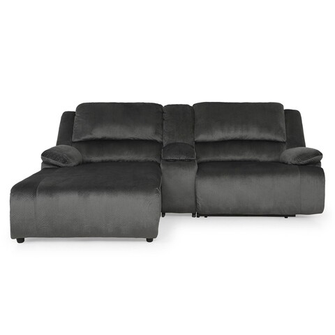 Coltar sezlong stanga, consola inclusa, 1 recliner, jersey, l.260 l.183/103 h.105, stofa, gri
