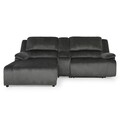 Coltar sezlong stanga, consola inclusa, 1 recliner, Jersey, L.260 l.183/103 H.105, stofa, gri