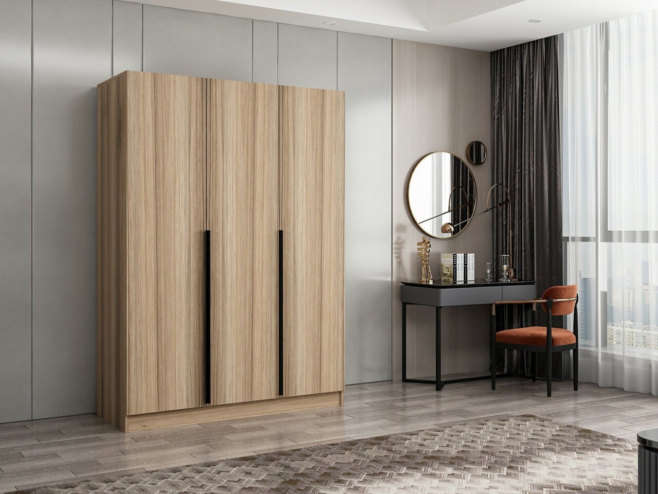 Dulap pentru haine, Minerva, Kale Oak, 135x210x52 cm, PAL, Stejar - 1 | YEO