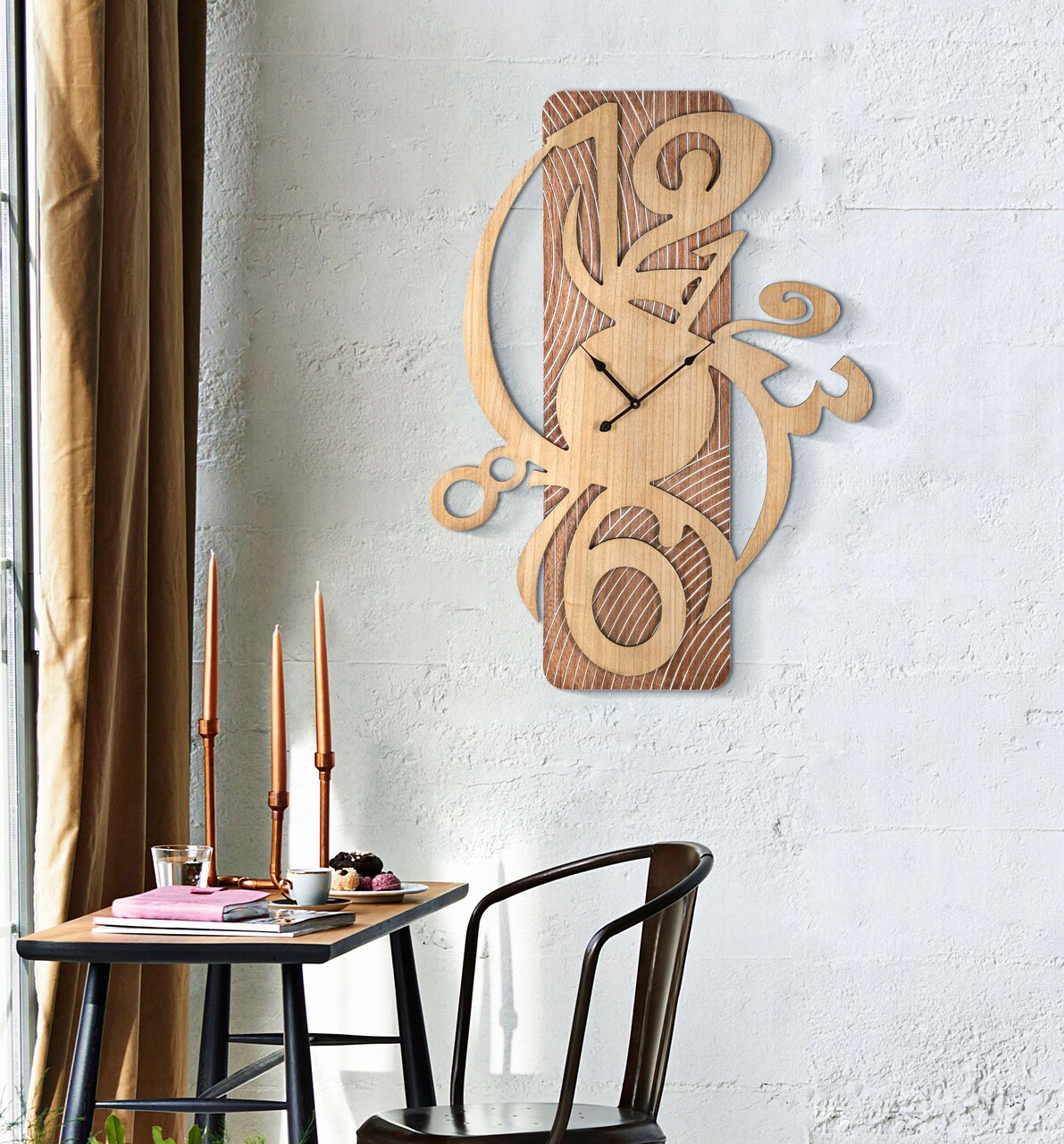 Ceas de perete Wolly, Mauro Ferretti, 70x93 cm, MDF, natural - 2 | YEO