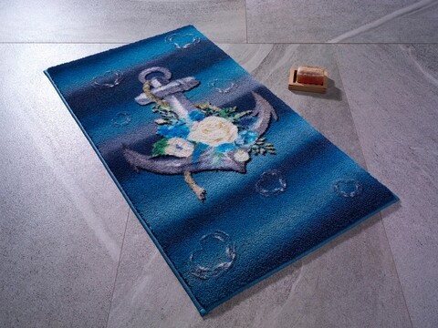 Covoras de baie Romantic Anchor, Confetti, 80×140 cm, bleumarin Covoare