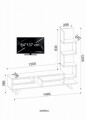 Comoda TV cu raft, Wooden Art, Isabel White Cordoba, 149.5x120x29.5 cm