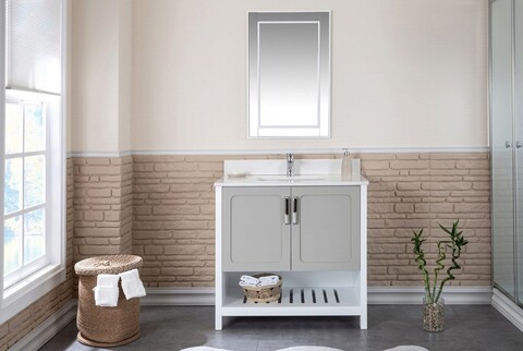 Set mobilier de baie (2 piese), jussara, yampa 36, gri