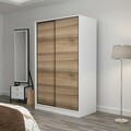 Dulap pentru haine, Minerva, Kale White Oak, 120x190x60 cm, PAL, Alb / Stejar