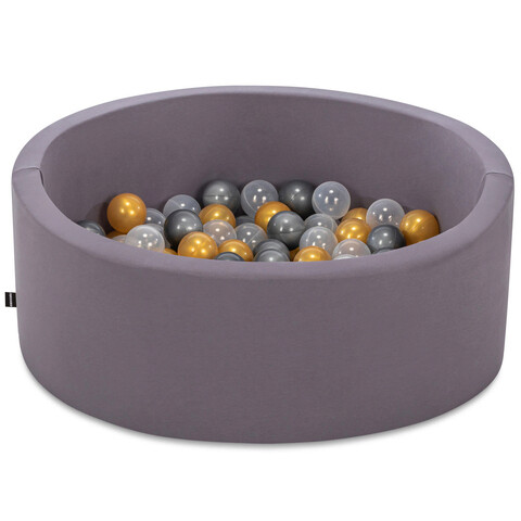 Piscina cu bile, bubble pops v4, 150 bile, Ø85 x 30 cm, bumbac/plastic, gri