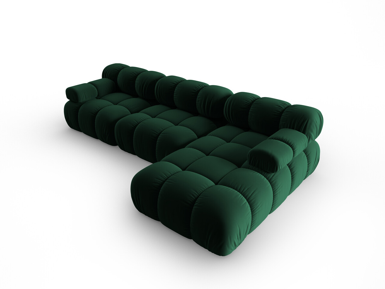 Coltar modular dreapta 4 locuri, Bellis, Micadoni Home, BL, 282x155x70 cm, catifea, verde bottle