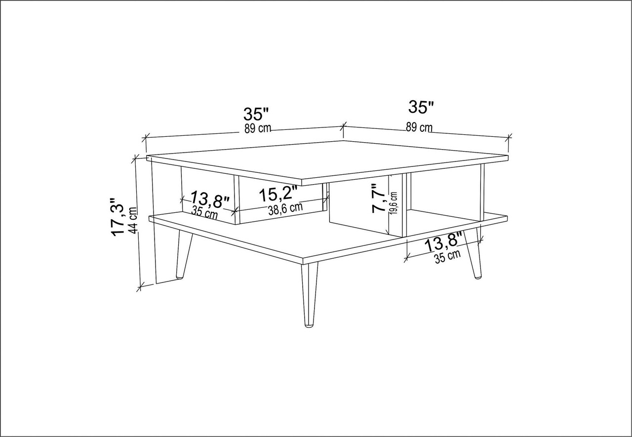 Masuta de cafea, Retricy, Akya Coffee Table, 89x89x44 cm, PAL, Alb