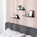 Set 3 rafturi de perete Industrial, Songmics, 40x11x2.5 cm, otel, negru