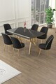Set masa extensibila si scaune (7 piese), Hanah Home, Poy, Sonata / Auriu / Negru