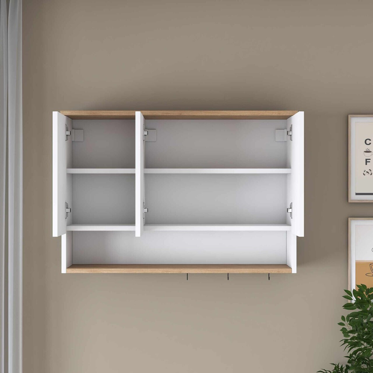 Dulap multifunctional, Hanah Home, JE237, 90x61.8x27.5 cm, Alb/Maro — imaginea 5