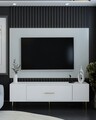 Comoda TV, Olivia, Dekos, 150x48 cm, PAL , Alb/Auriu