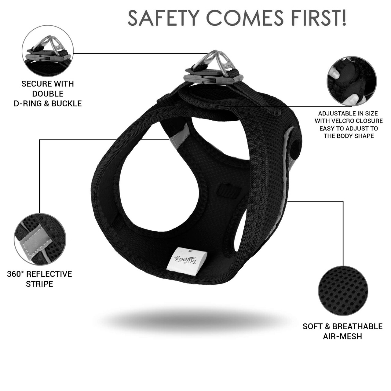 Ham pentru câini, Paws &amp; Whiskers, Air-Mesh, Poliester, Negru - view 10