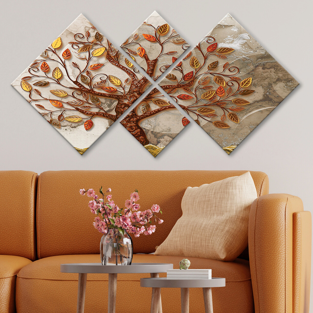 Set 4 tablouri decorative, 4MDF1787222420, MDF, Imprimat UV, Multicolor