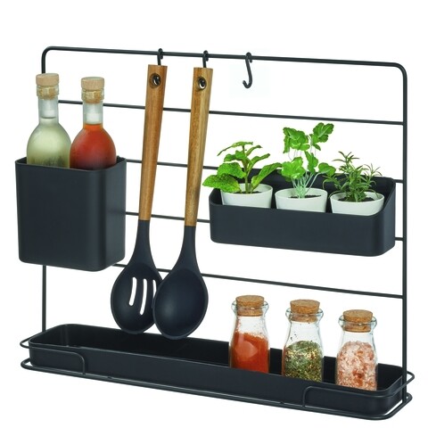 Organizator pentru bucatarie austin, idesgin, 49x12.5x40.5 cm, otel, negru mat