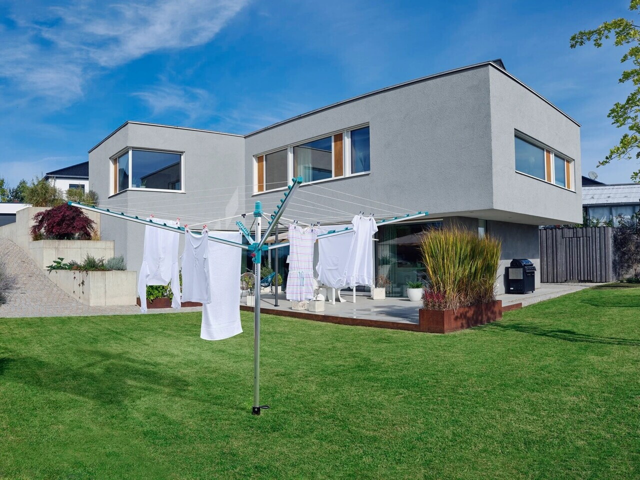 Uscator rotativ Leifheit, Linomatic 500 Easy, 50 m capacitate de uscare, aluminiu/plastic, argintiu/turcoaz - view 13
