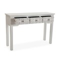 Consola cu 3 sertare Rowe, Versa, 110 x 34.5 x 75 cm, lemn, alb