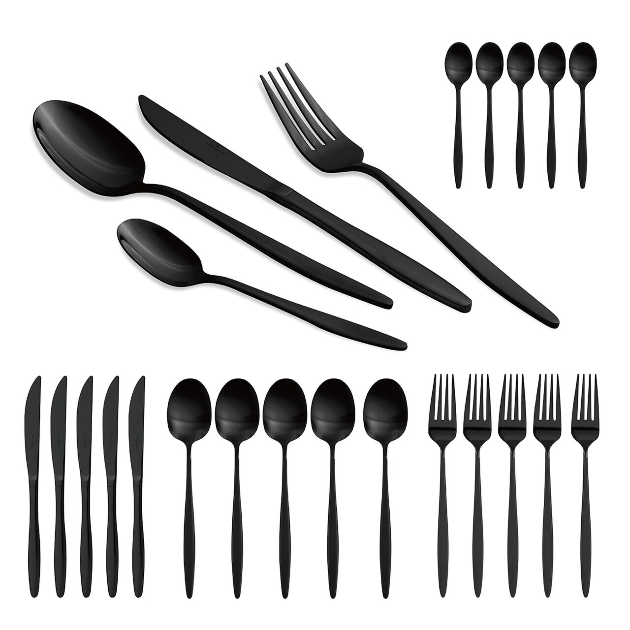 Set tacamuri 24 piese Berlinger Haus, Matte Black, model rotunjit, inox, negru - view 4