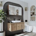 Set Dulap de Baie cu Chiuvetă și Oglindă (2 Piese), Hanah Home, 2574, MDF, Maro