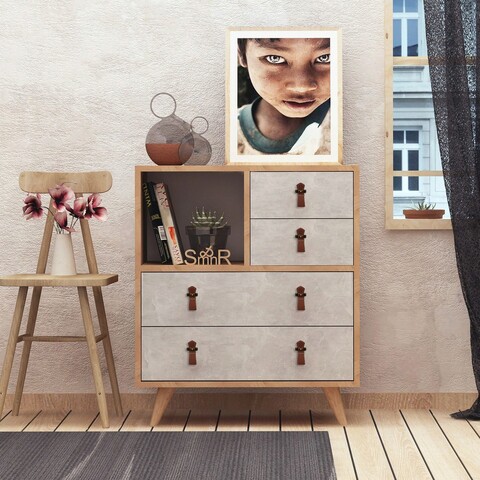 Dulap, mod design, witlof, 70x88.6x40 cm, stejar / alb